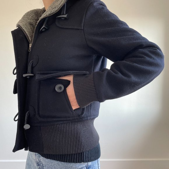 Jacob Connexion - Navy Blue Hooded Pea Coat - Picture 9 of 16